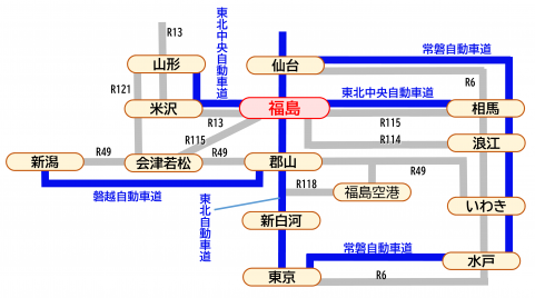 自動車での道路案内の図
