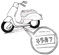 車体の下にある車体番号を表しているイラスト