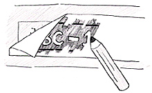 車体番号の上から紙にトレースをするやり方のイラスト