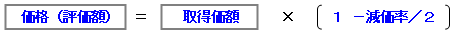 価格(評価額)=取得価額×(1-減価率/2)
