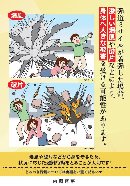 弾道ミサイルが着弾した場合のチラシ(内閣官房)