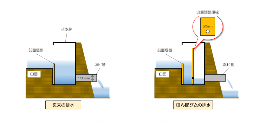 田んぼダムの排水の仕組み