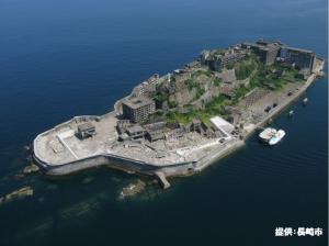 軍艦島全体の航空写真