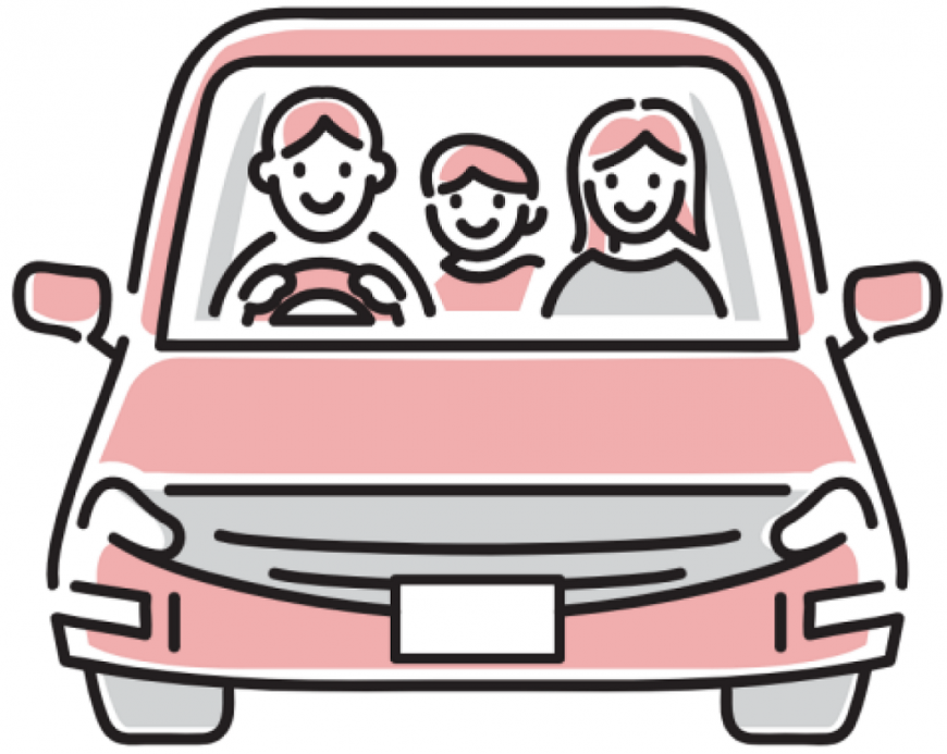 家族が車に乗っているイラスト