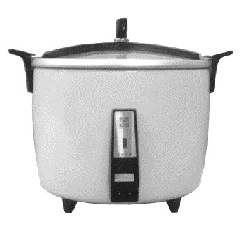 全体が白色をした電気炊飯器の写真