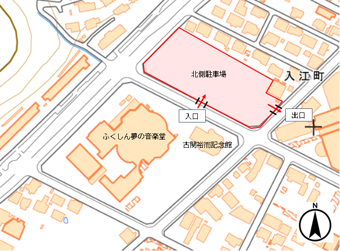 古関裕而記念館北側駐車場の位置図