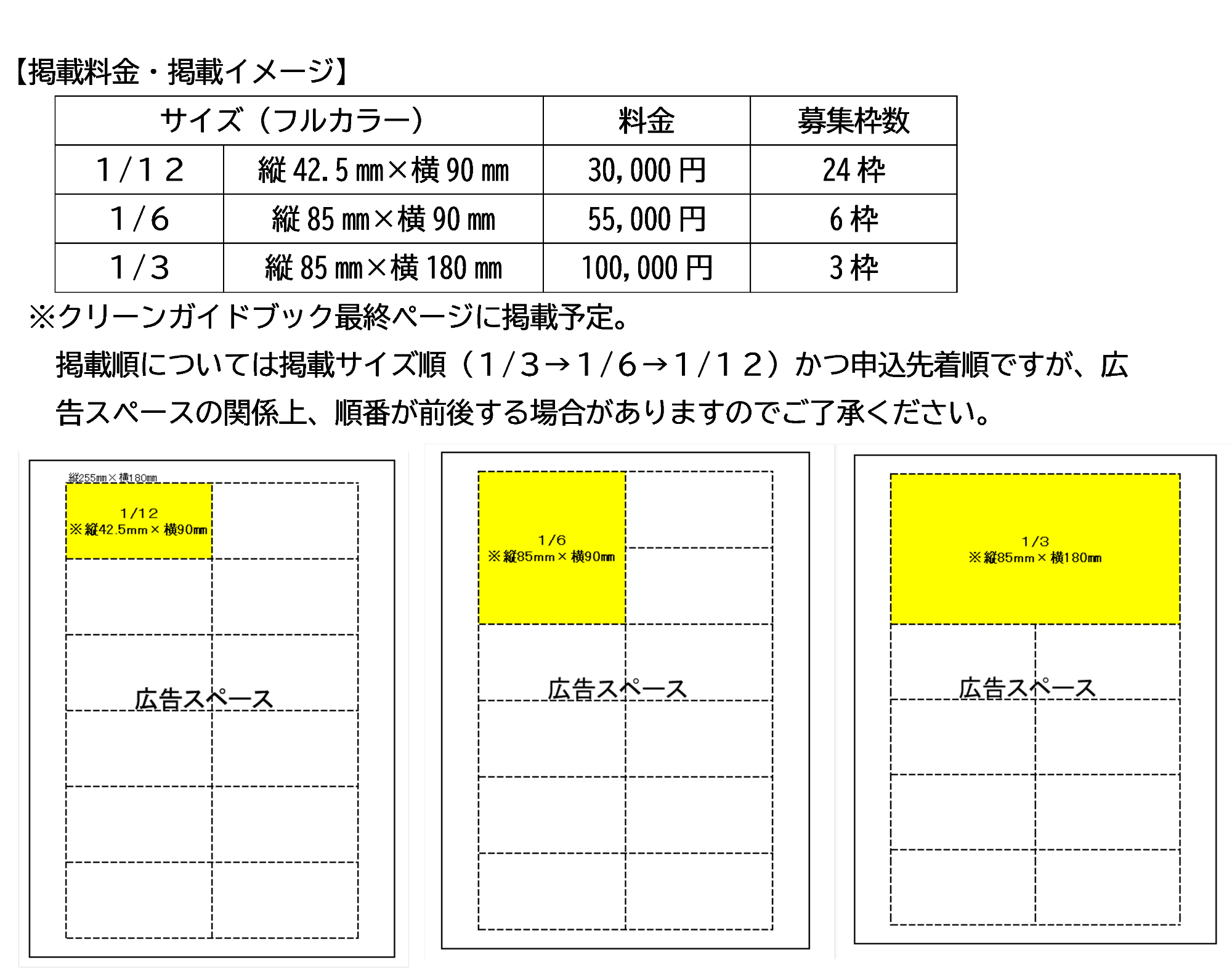 料金及び募集枠