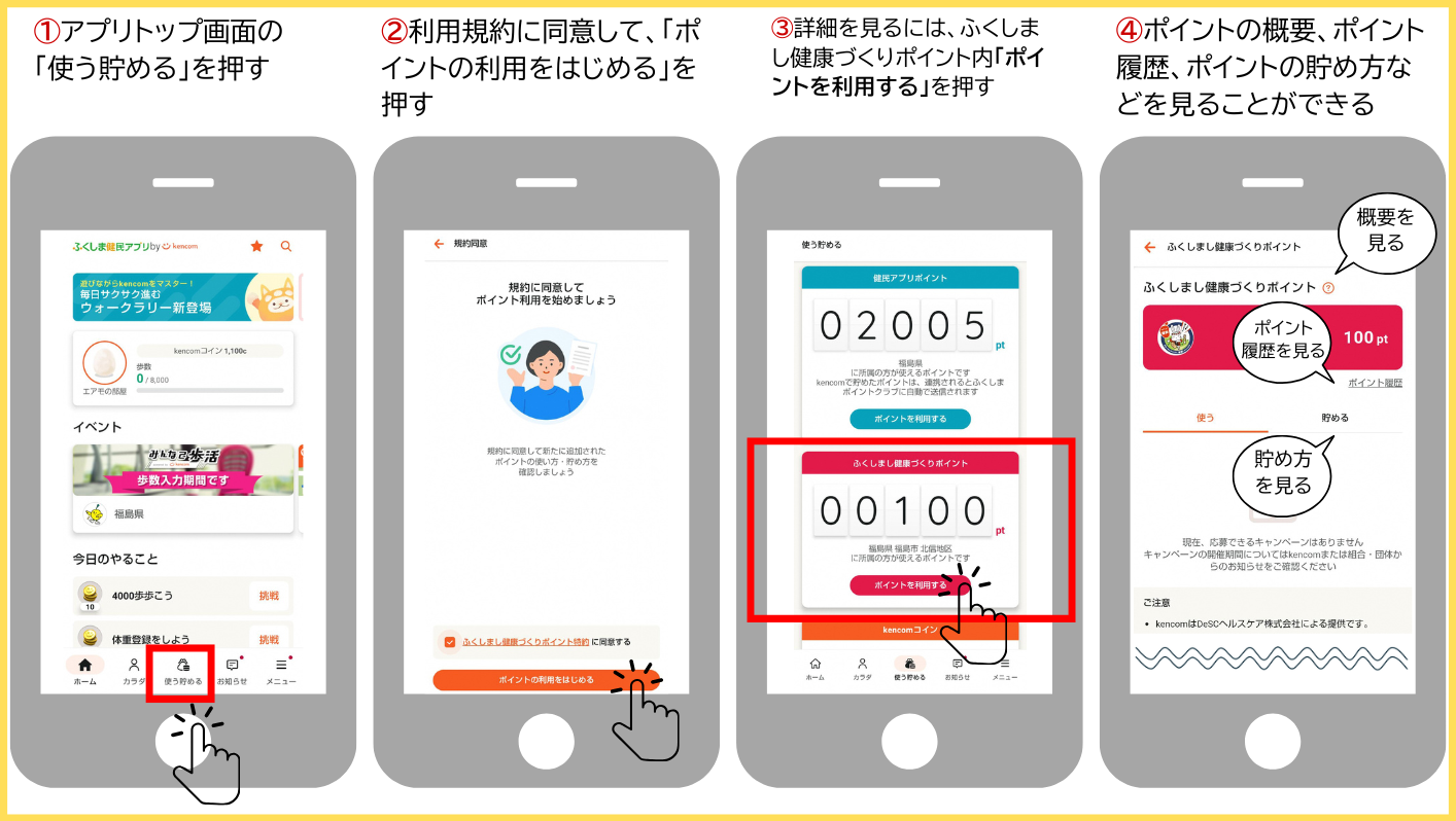 ふくしまし健康づくりポイントの確認