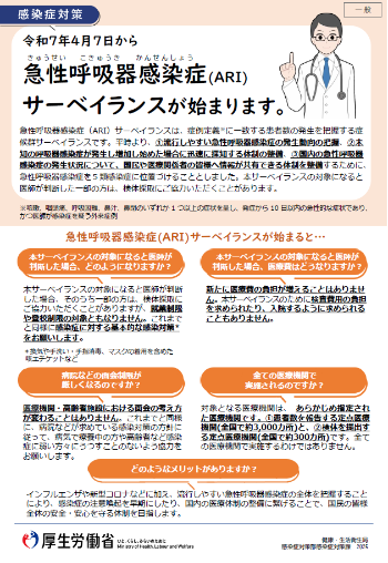 令和7年4月7日から急性呼吸器感染症(ARI)サーベイランスが始まります。
