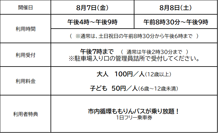 パークアンドライド延長日の概要