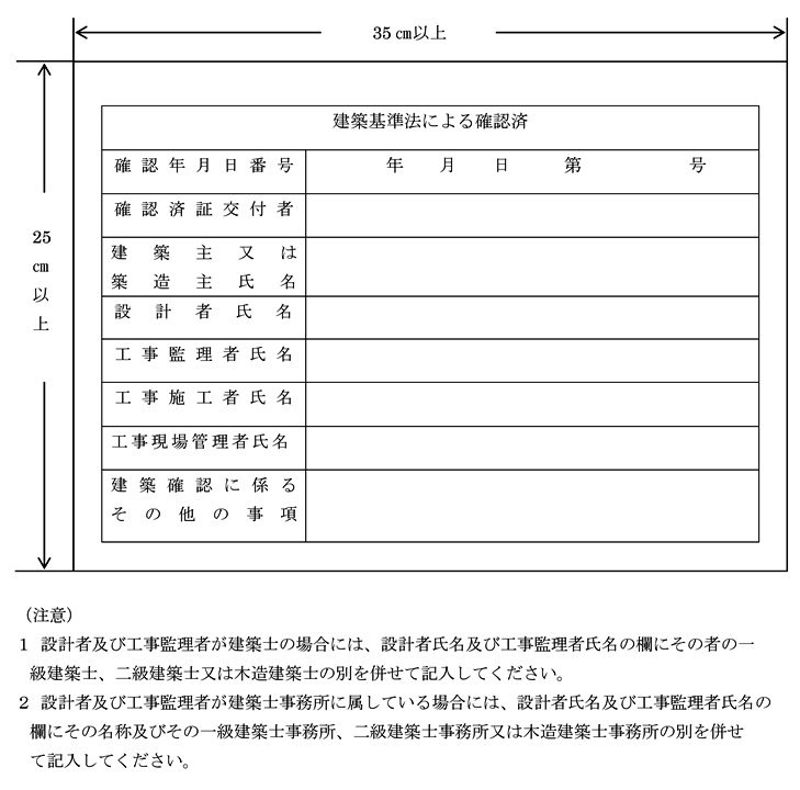 建築確認済表示板