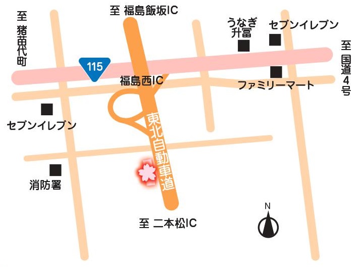 上鳥渡高速道路のり面花壇公園への地図