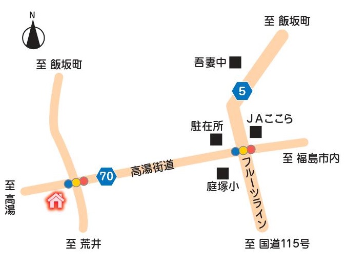 NPO法人まごころケアホーム高湯の里までの地図