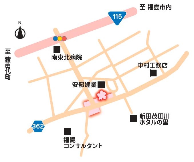 沿道の花畑までの地図