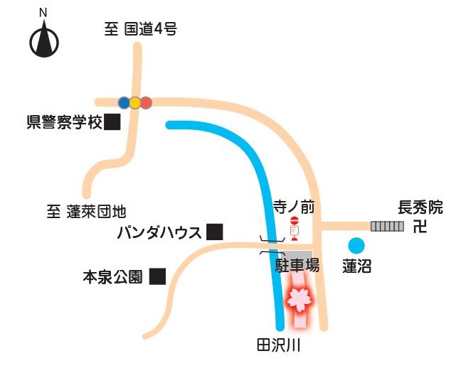 ナチュラルガーデンとパークゴルフ場までの地図