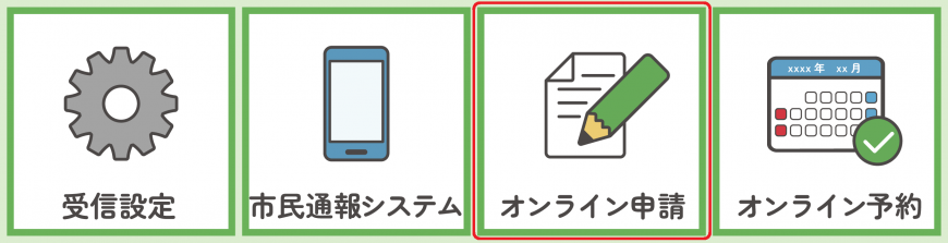 LINEトークメニューの「オンライン申請」が赤線で囲まれている画像