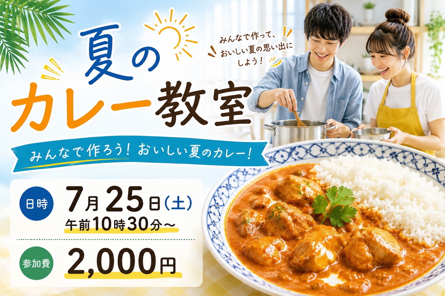 カレーを作る男女が移っている講座参加者募集用画像