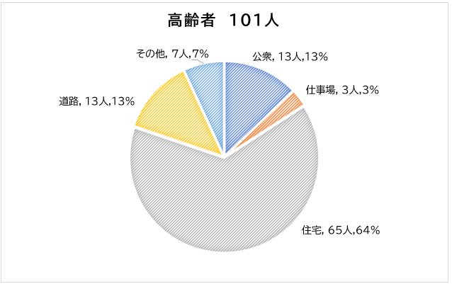 高齢者の発生場所分布円グラフ