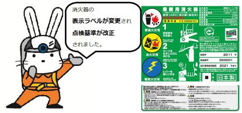 規格が改正された消火器ラベルの例