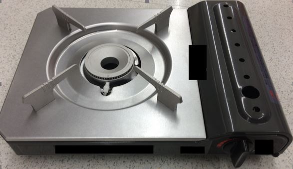 シルバーのカセットコンロの写真