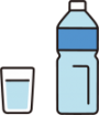飲料水が入ったペットボトルとコップのイラスト