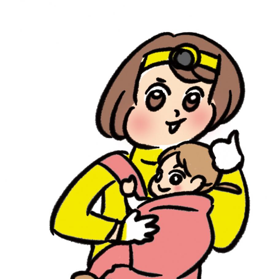 赤ちゃんを抱っこしたお母さんのイラスト