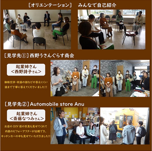 起業姉妹カフェ第2回を受講している人達6枚の写真が1枚に収められた写真