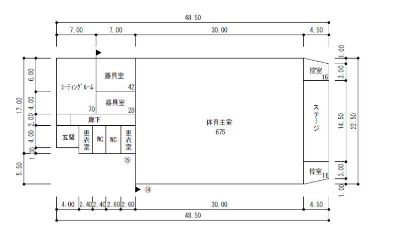 旧青木小学校体育館見取り図