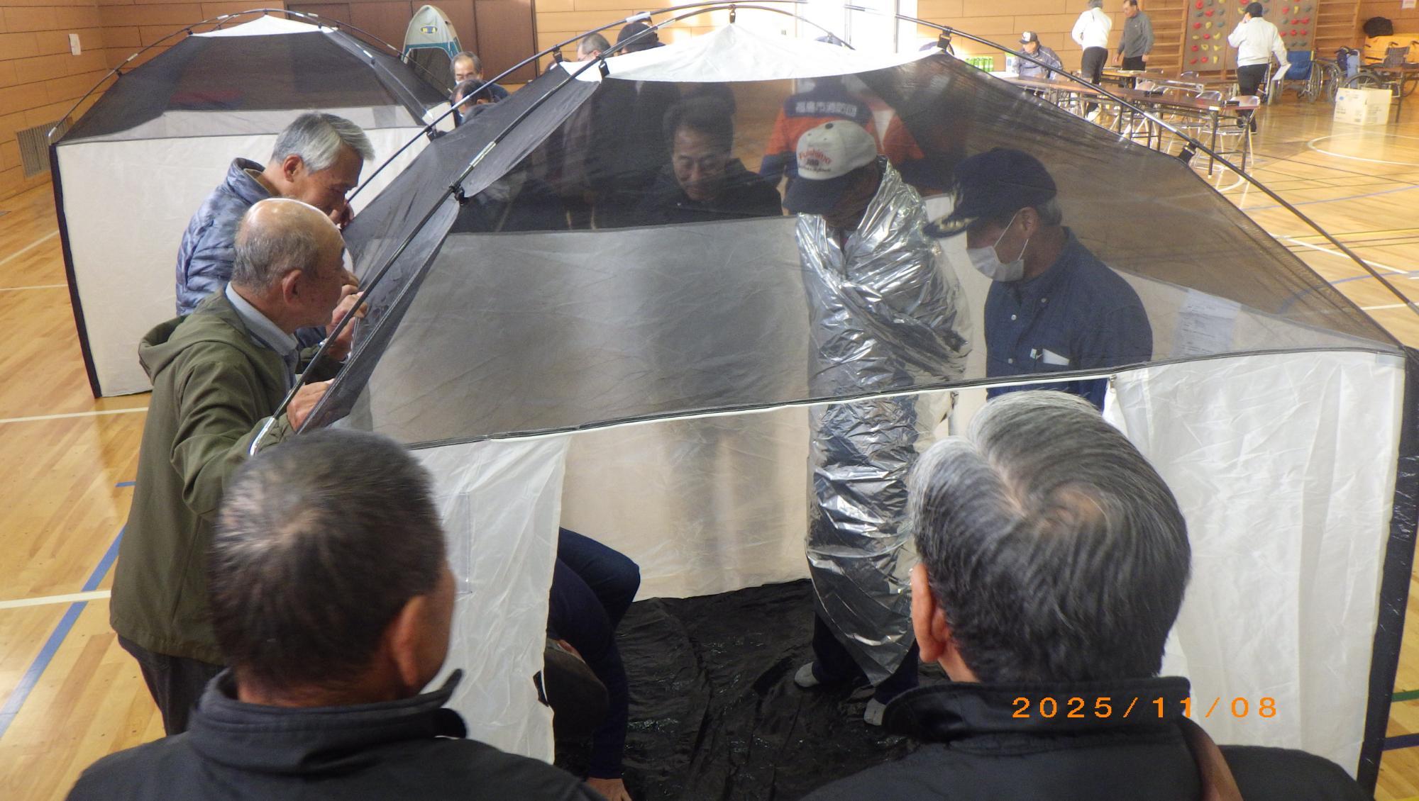 寒さ対策の様子