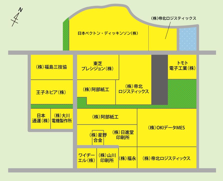 福島西工業団地の区画図