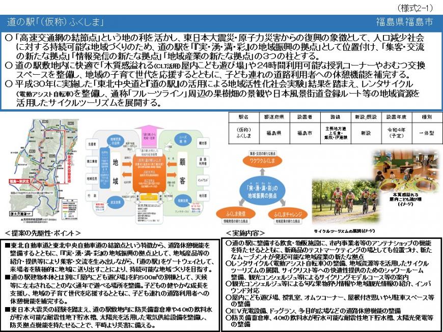 道の駅ふくしま企画概要図