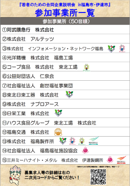 合同企業説明会のチラシ裏面