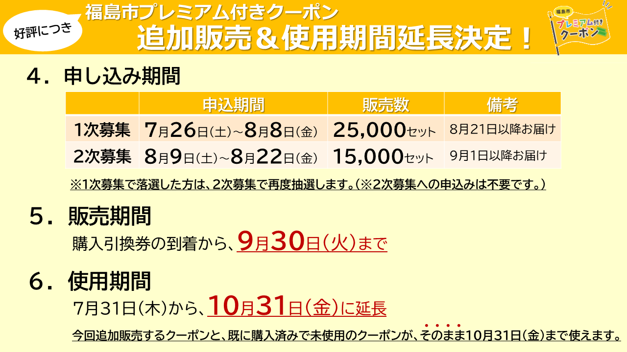 追加販売＆使用期間延長について