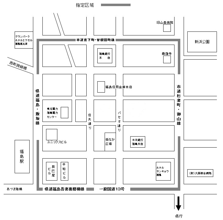 禁止区域の地図