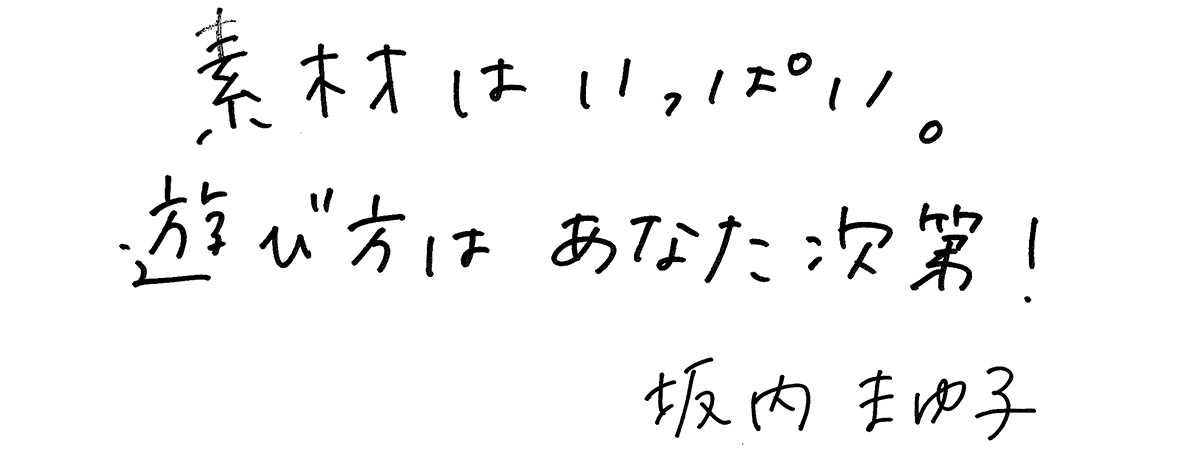 素材はいっぱい。  遊び方はあなた次第!  坂内まゆ子