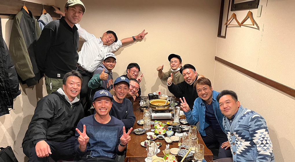 片平さんと消防団の仲間達と集まって食事会での記念写真