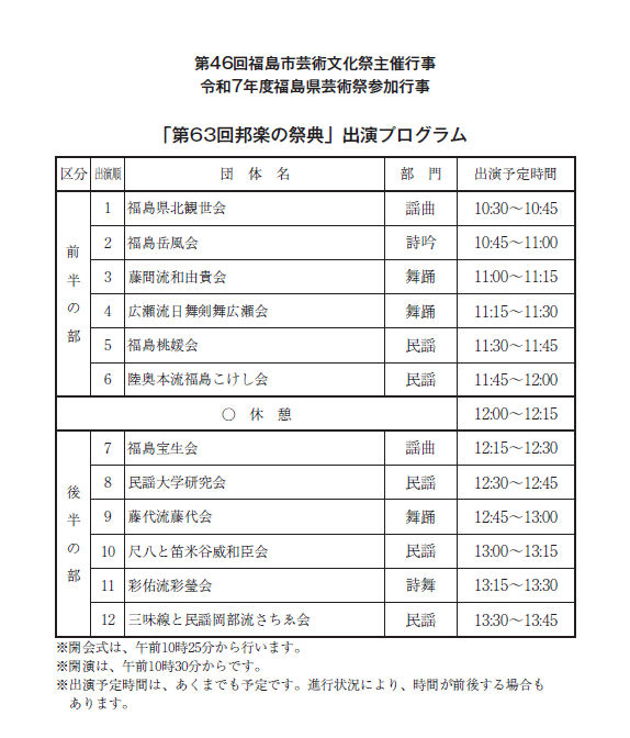 出演プログラム