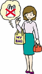 マイバッグで買い物している女性のイラスト