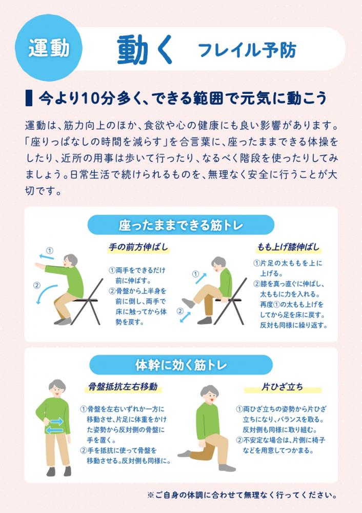 運動 動くフレイル予防のチラシ