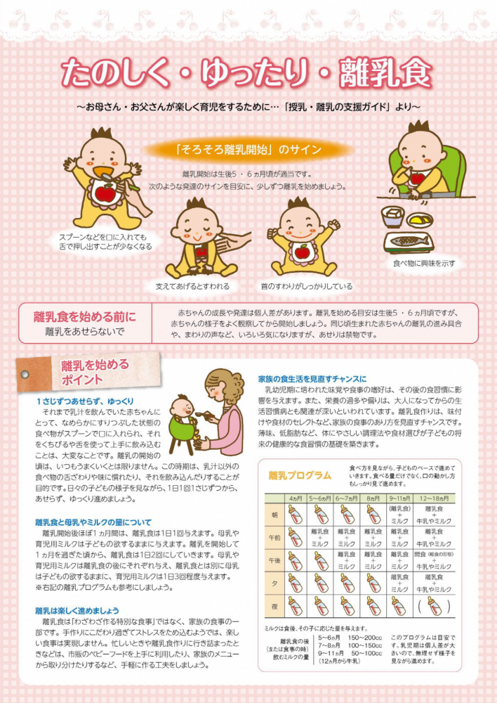 離乳食リーフレット（日本語版・英語版）1ページ