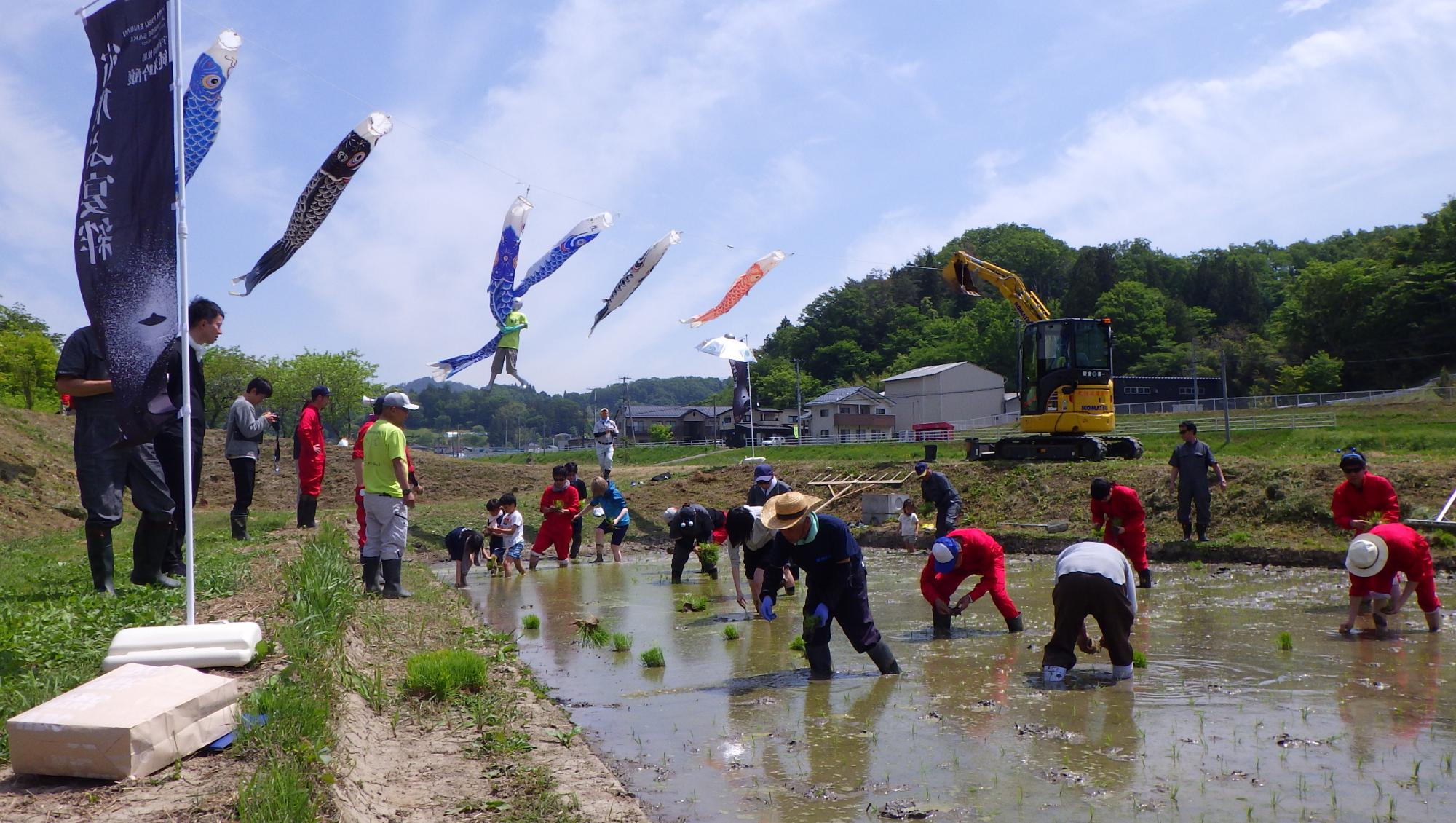 田植えの画像反対側から撮影