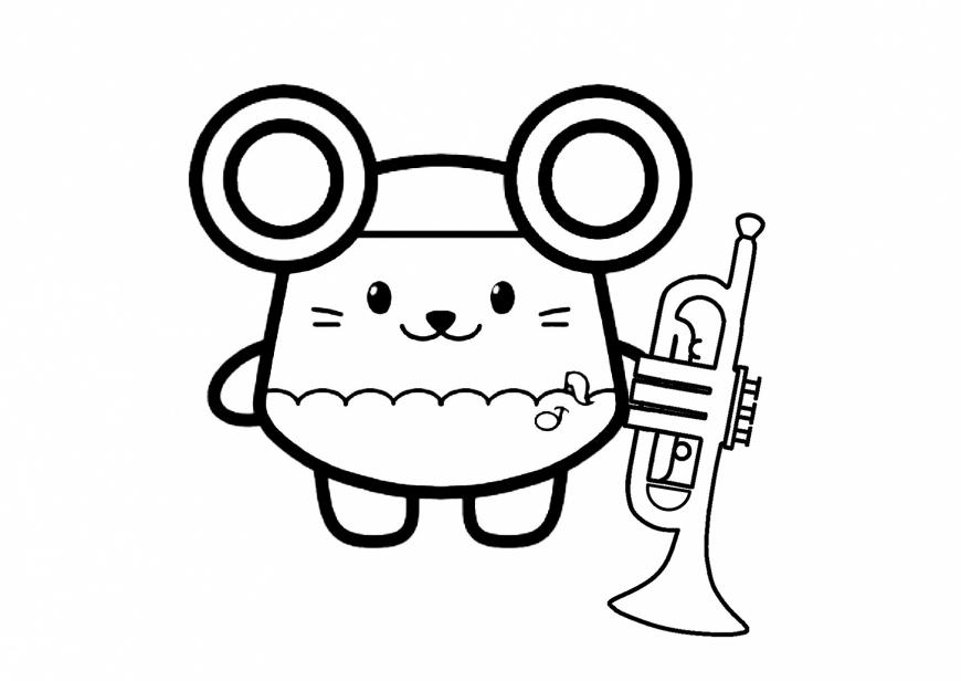 白抜きのトランペットを持ったこめろのイラスト