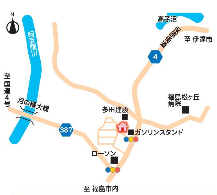 紙透 さちさんの自宅までの地図
