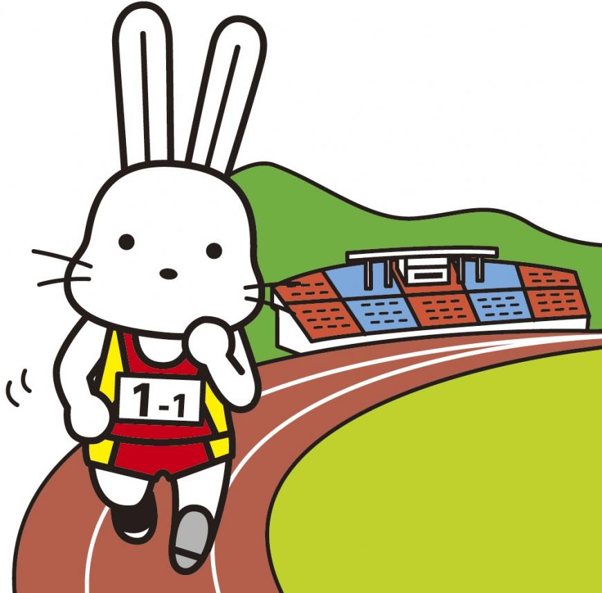 うさぎがトラックを走っているイラスト
