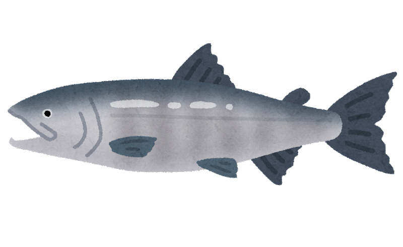 左側を向いている魚のイラスト