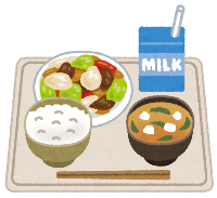 トレーにのった給食のイラスト