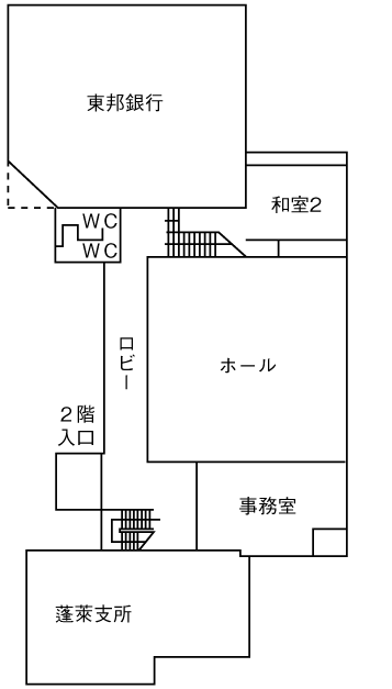 蓬莱学習センター分館2階の平面図