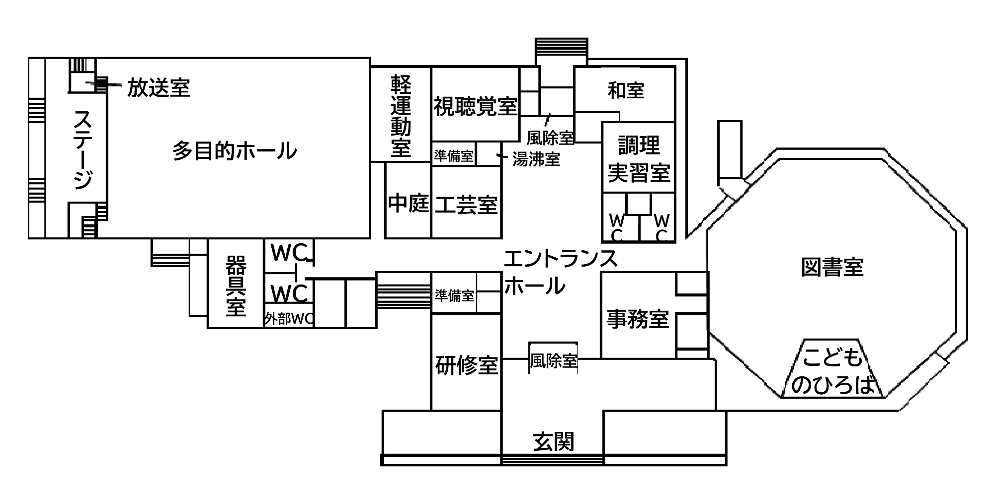 清水学習センター本館の平面図