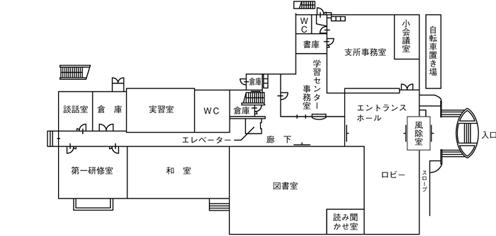 1階の施設案内の見取り図